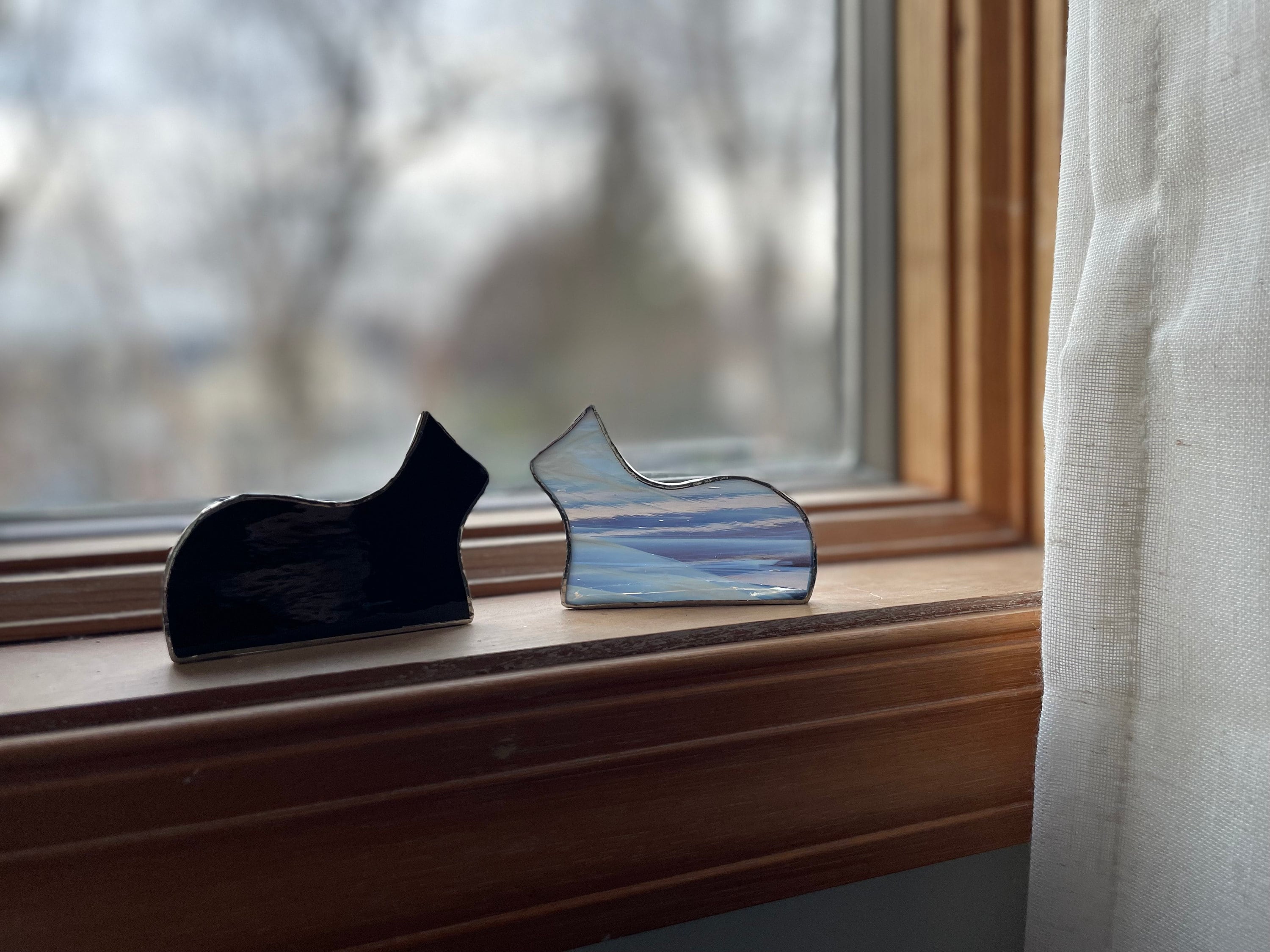 Small Standing Stained Glass Cat Suncatcher Ornament