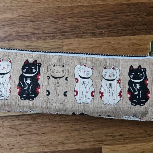 Japanese Linen Pouch - Living with Cats