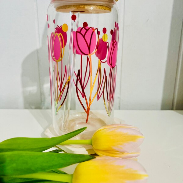Tulips • 16oz Glass Can Cut Files, Svg Dxf Png File Digital Download - Etsy