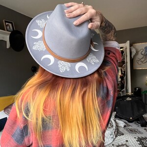 Vegan Felt Wide Brim Hat - witch boho cottage core vintage hat
