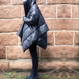 NEW Winter Extra Warm Asymmetric Extravagant Black Hooded Coat | Etsy