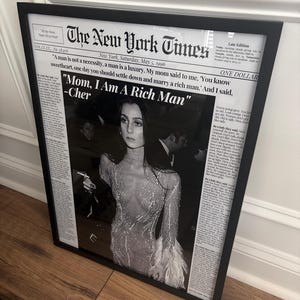 Cher 'rich Man' Newspaper Poster: Black & White NYT Style (digital