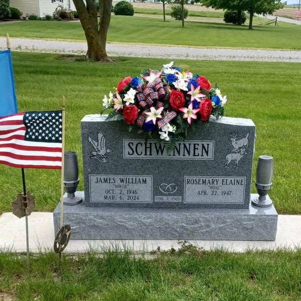 Patriotic Cemetery Saddle: Red, White and Blue Silk Memorial Flowers - Etsy