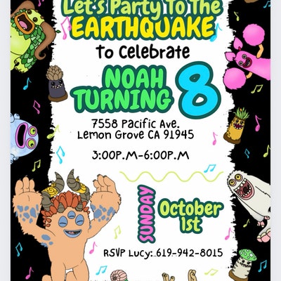 My Singing Monsters Birthday Invitation - Etsy