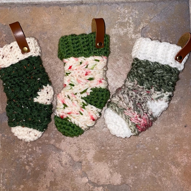 A customer's finished Wheat Stitch Mini Stocking Crochet Pattern