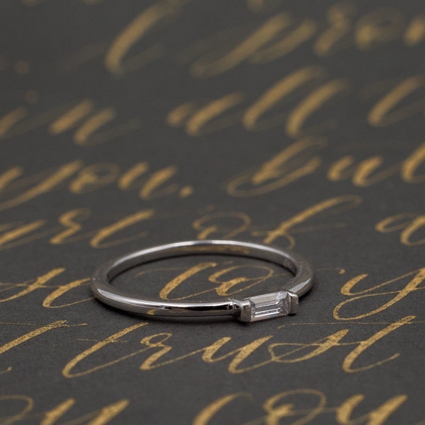 Sterling Silver Baguette CZ Ring Set