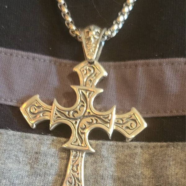 Big Heavy Cross Mens Biker Solid 925 Sterling Silver Pendant Chain ...