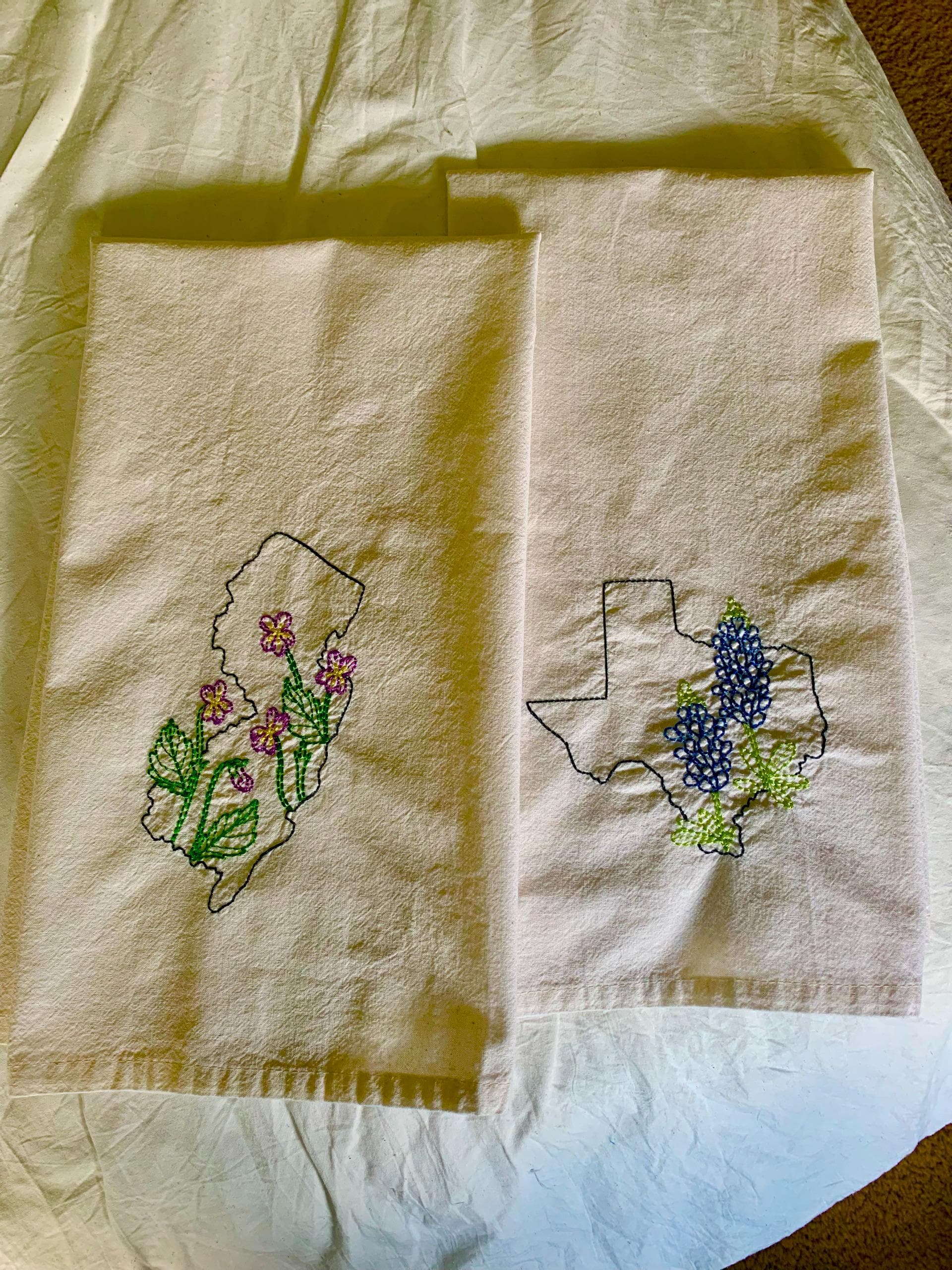 Embroidered State flower Kitchen towel- chose your state