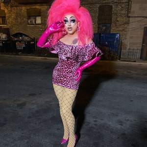 Drag Queen Pink Cheetah Dress Latina Ruffle Realness Etsy Denmark