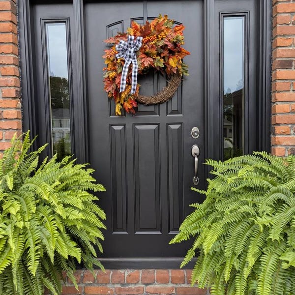 Fall Maple Leaves Wreath, Small Autumn Front Door Wreath, Wreath With ...