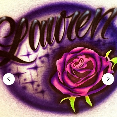 Airbrush T Shirt Rose Script Name Design - Etsy