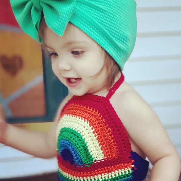 Crocheted Rainbow Halter, Kids Crop Top, Girls Rainbow Top, Baby Summer ...