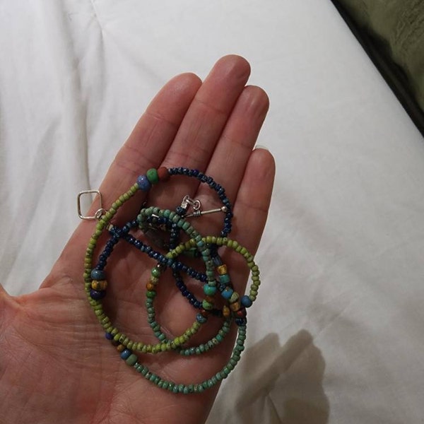 Layered Bead Statement Necklace For Women | Boho Turquoise Green Red Stone Choker | Handmade Illusion Necklace