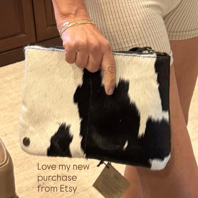 Natural Cowhide 'pony Hair' Clutch Bag | Black and White Cow