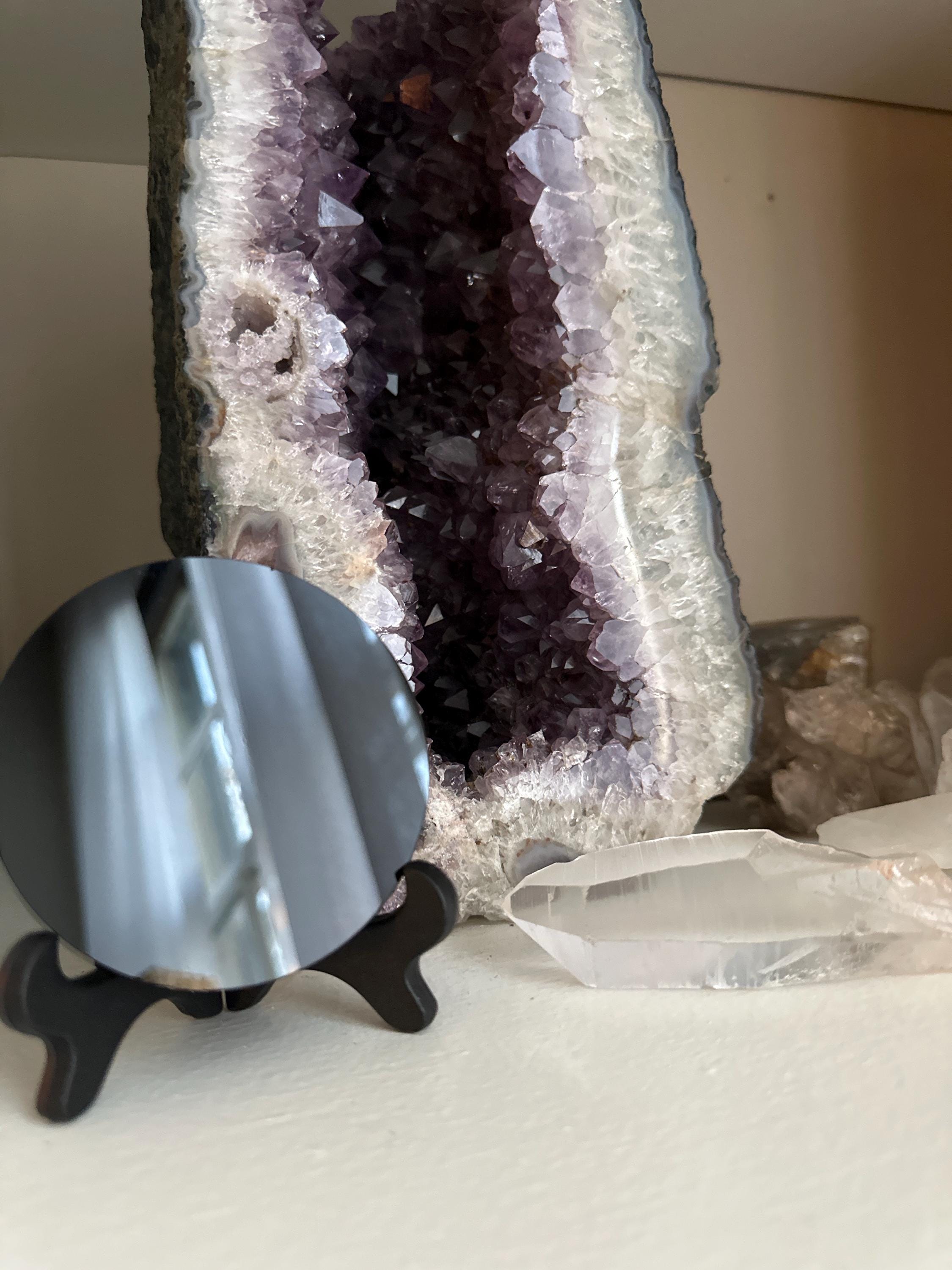 Black Obsidian Mirror, Natural Obsidian Stone Scrying Mirror, Mineral Specimen, Crystal Gifts, Home Decor