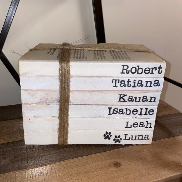 Modern Farmhouse Decor, Personalized Book Stack, Rustic Decor Book ...