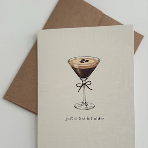 Funny Espresso Martini Birthday Card: Watercolor Cocktail Greeting
