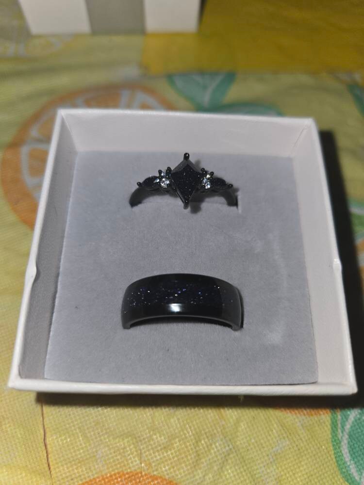 Orion Nebula Ring Set, Matching Promise Rings for Couples, Blue Sandstone Rings Engagement Ring Anniversary Gift.