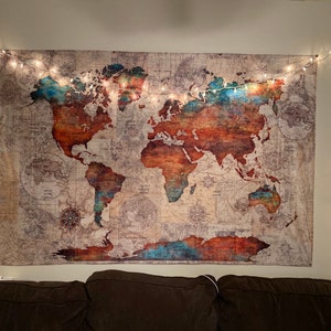 washable soft fabric choose size World Map Tapestry by Dan Morris 