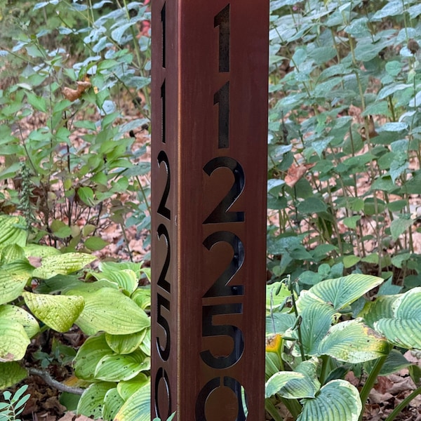 Address Sign - Yard Address Sign - Rusted - Three Sided Address Numbers ...