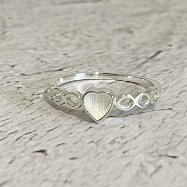 925 Sterling Solid Silver 5x5mm Heart Blank Bezel Infinity