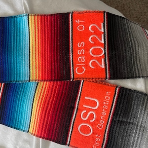 Embroidered serape sash, Serape graduation stole,  Mexican graduation stole sash
