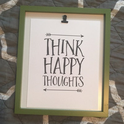 Think Happy Thoughts Printable Nursery Wall Art Children - Etsy