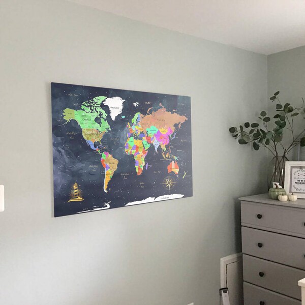 WORLD MAP CANVAS Wall Art Print, Large World Map Wall Art, Kids World ...