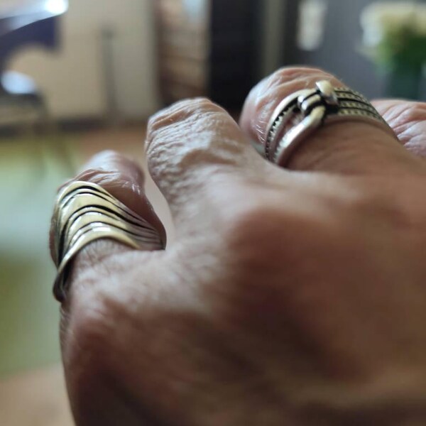 925 Multi Layer Thumb Ring-Chunky Silver adjustable Ring For Men &Woman All Size