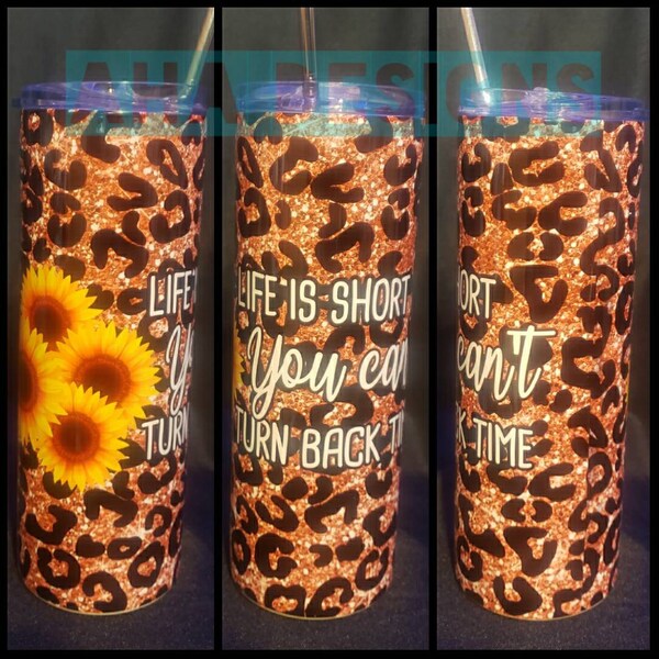 20 Oz Skinny Tumbler Leopard Glitter Wrap Tapered Straight Template ...