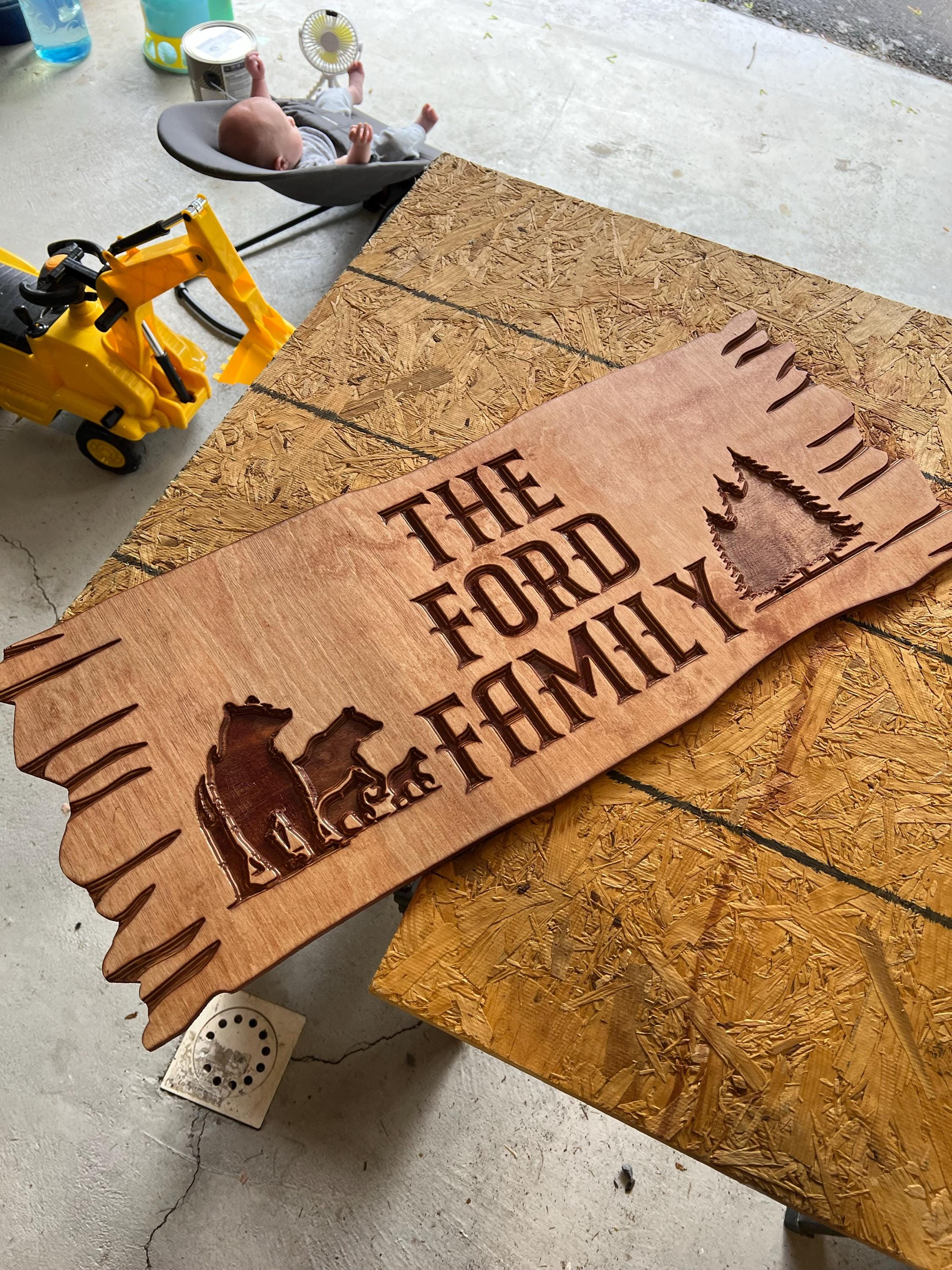 Custom Family Name Wood Sign Farmhouse Decor, Cabin Decor, Camping Decor, Last Name Sign, Personalized Family Campsite Sign, Outdoor Decor