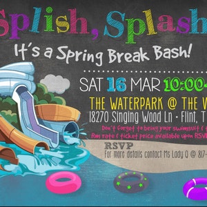 Waterpark Birthday Party Invitation Water Slide Invitation Etsy 日本