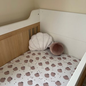 Parure de lit en coquillage avec housse de couette et taies d'oreiller, beige corail gris gris, literie côtière, décoration de maison de plage - France