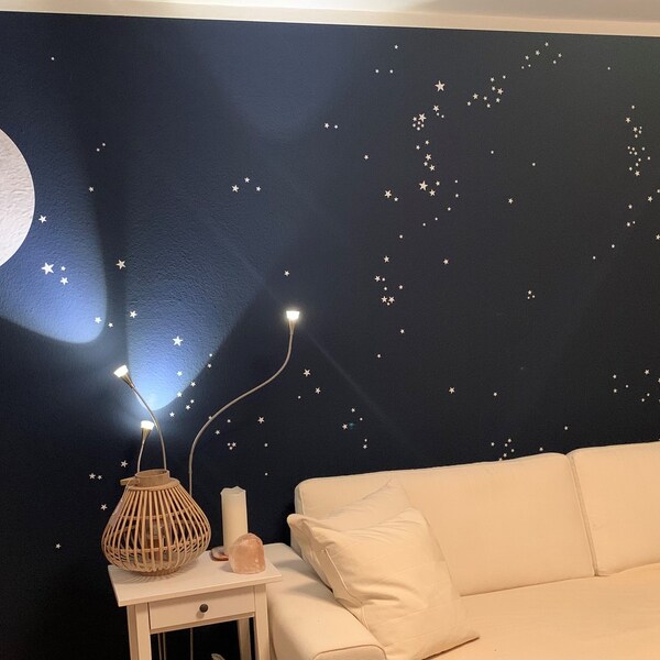 Pale Moon & Stars Fabric Wall Decal for Baby Nursery and Children's ...