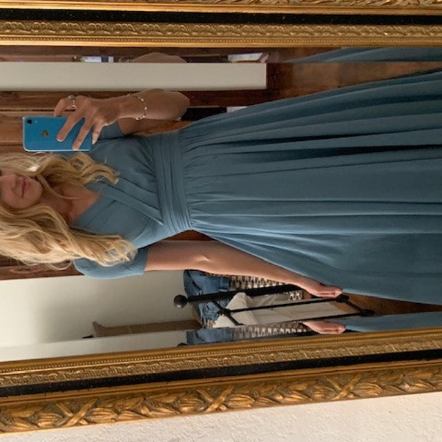 Blue Empire Waist Chiffon Wedding Dress, Bridesmaid Dress, Summer