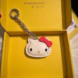 Leather Hello Kitty Charm, Handmade Leather Kitty Bag Charm, Cute ...