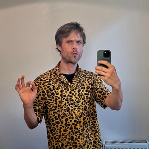 シャツ ASCLO Leopard Summer Shirt Jacket Leopard Oversized Short Sleeve Shirt - Silk Fabric,summer