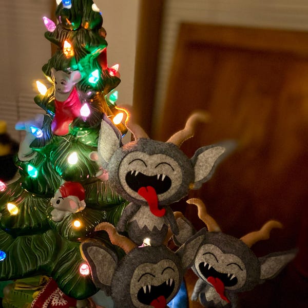 Handmade Paper Doll Halloween Feather Tree Ornaments – Krampus Gift Tags – Item HG