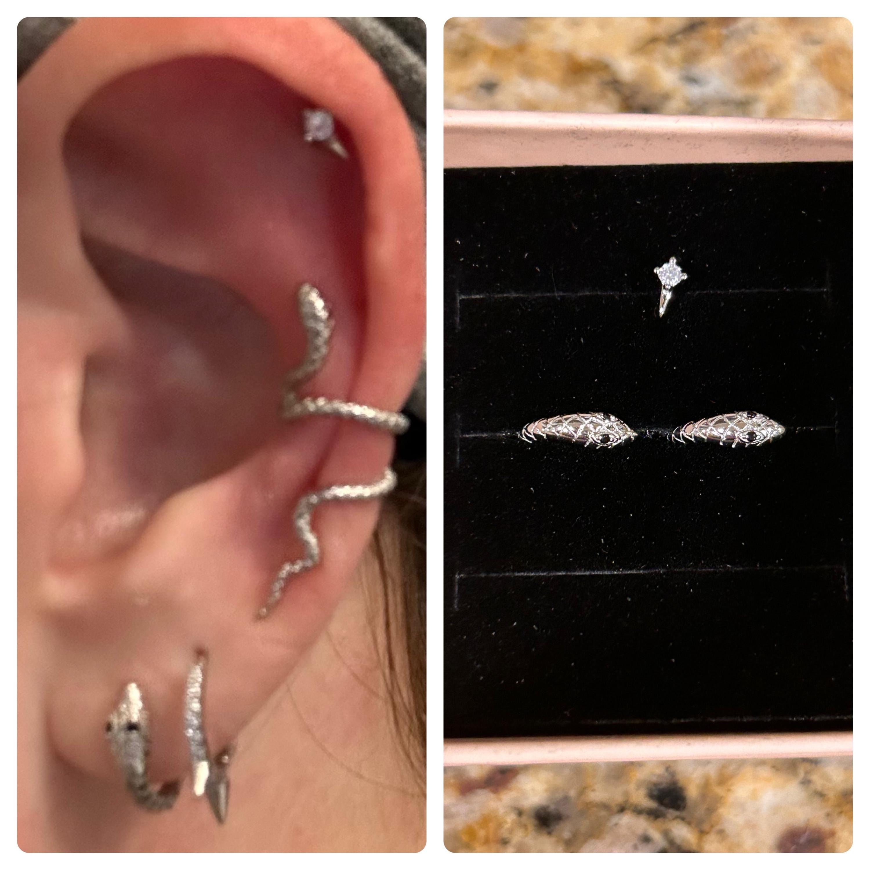 Snake Hoop Earrings - Sterling Silver Hoop earrings - Dainty Hoop earring