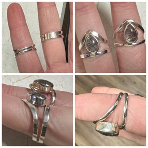 Bague Argent Sterling 925 Taille 56 Avec Quartz Rutile Et Tourmaline Noire - 5,83g, Neuve