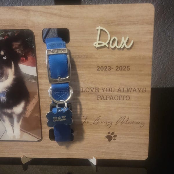 Memorial Pet Collar Sign, Dog Memorial Wood Frame With Collar Holder ...