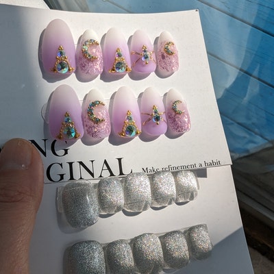 3D Y2K Aurora Mermaid Press on Nails Seashell With Pearl - Etsy