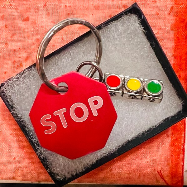 Road Sign Keychain Crossing Guard Keychain – Stop Sign & Traffic Light Charm, Appreciation ...