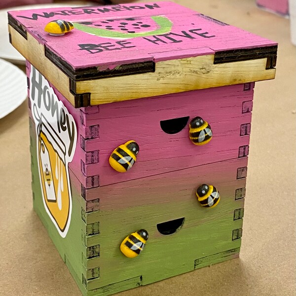 Mini Bee Hive Box /w Frames - 6 Oz Bottle Size - Handcrafted ...