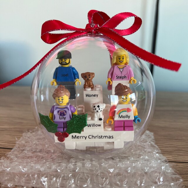 Personalised Lego Minifigure Christmas Bauble Christmas Ornament Family Gift Christmas Gift Personalised Gift Minifigure Family