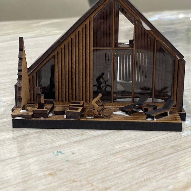 DIYミニチュア北欧風ハウスキット、モダンなAフレーム型マイクロドール
