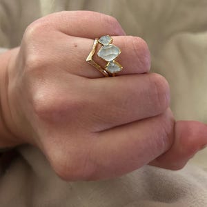 Customer photo from Amber, Three Stone Large Raw Herkimer Diamond Ring