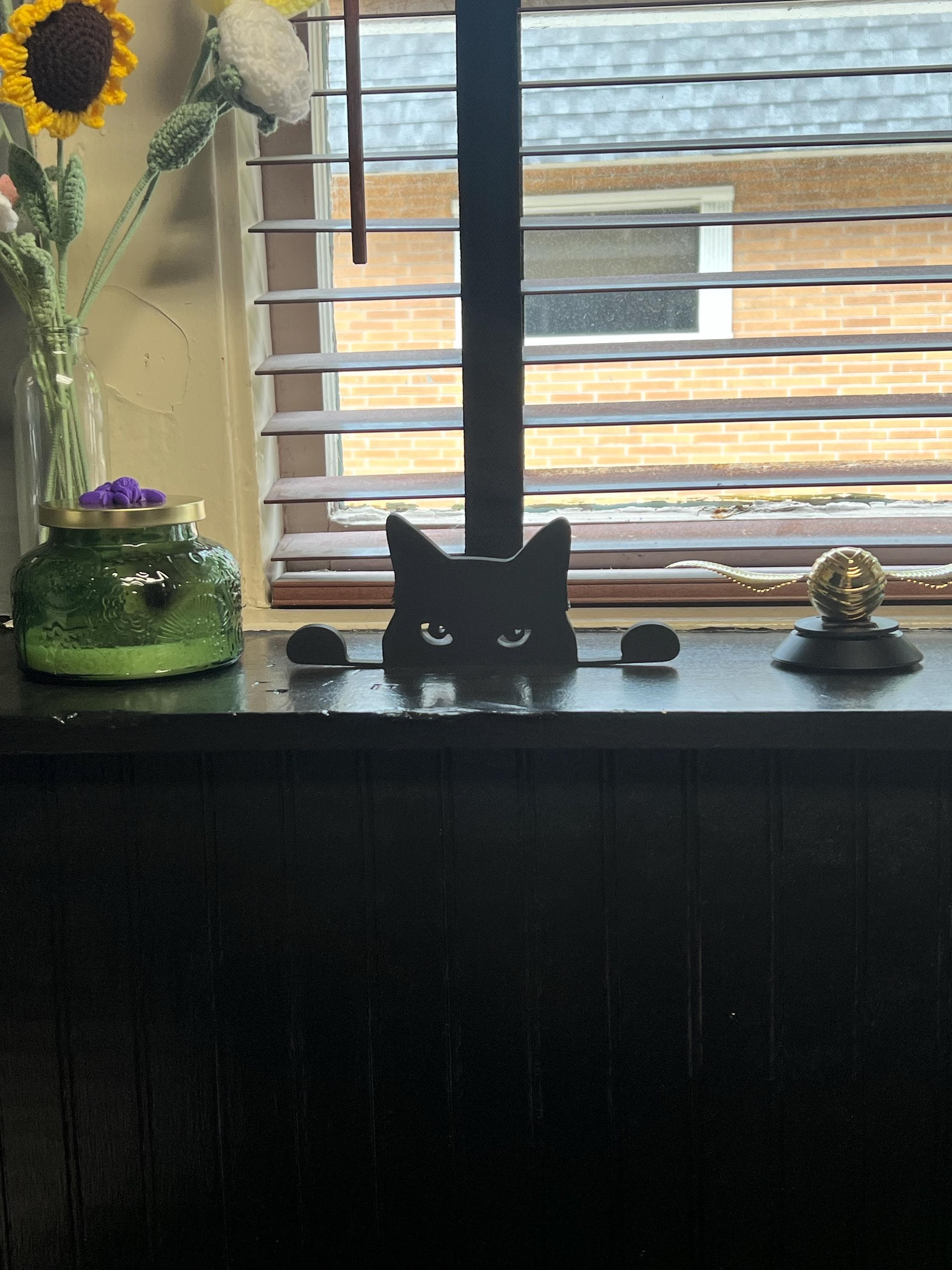 Black Cat Halloween Decor / Window Sill Cat / Witchy Kitten