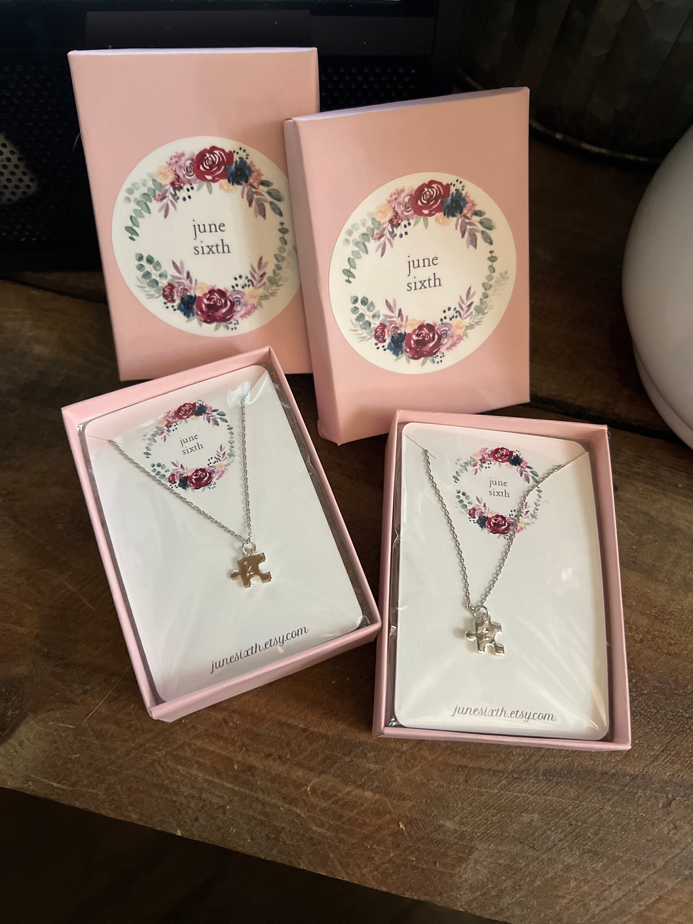 Personalized Tiny Puzzle Piece Necklace, Mom Gift, Anniversary Present, BFF Gift, Other Half