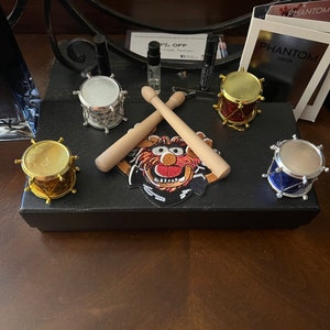 Elf Prop Drum Set and Drum Sticks Miniature Music Scene Dollhouse